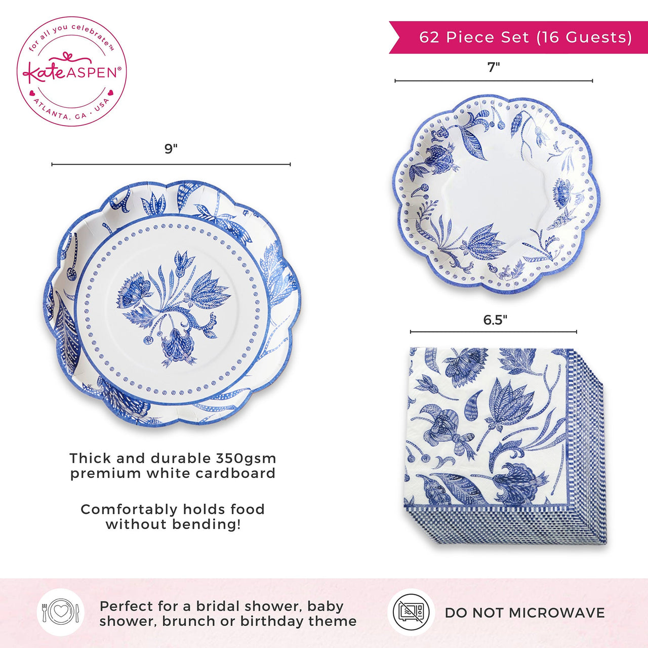 Blue Willow 62 Piece Party Tableware Set (16 guests) Alternate Image 6 - My Wedding Favors