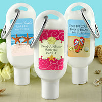 Thumbnail for Personalized Sunscreen Favors with Carabiner (Many Designs Available) - Main Image | My Wedding Favors