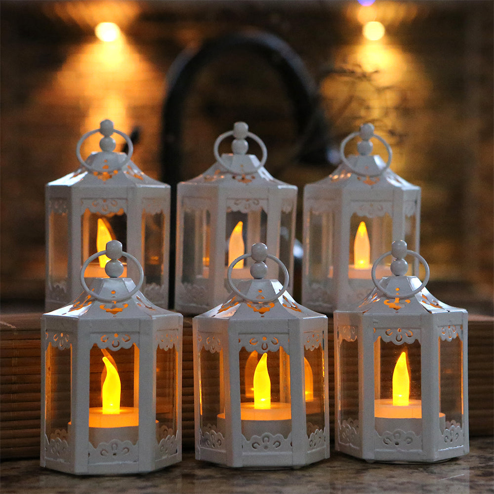 White Hexagon Mini Lantern (Set of 6) - Alternate Image 5 | My Wedding Favors