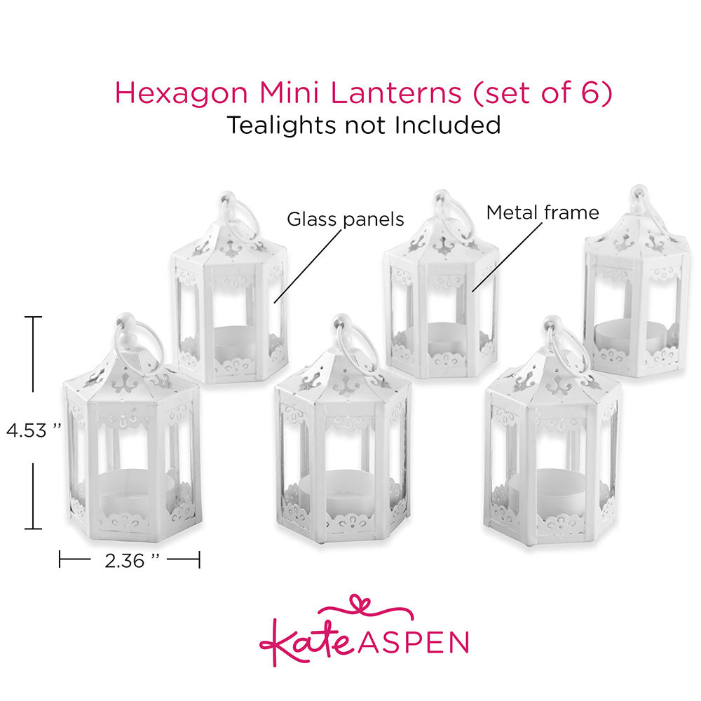 White Hexagon Mini Lantern (Set of 6) - Alternate Image 6 | My Wedding Favors