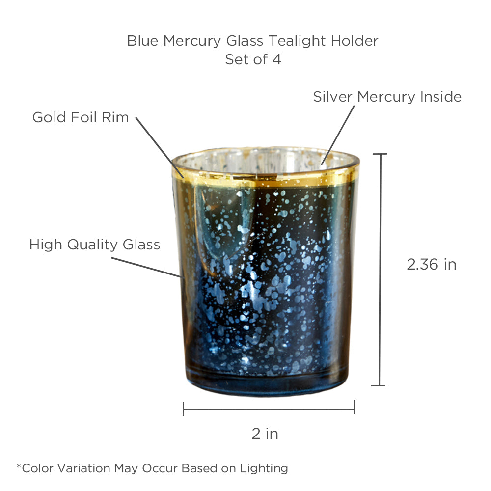 Blue Mercury Glass Tea Light Holder (Set of 4) - Alternate Image 3 | My Wedding Favors