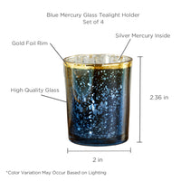 Thumbnail for Blue Mercury Glass Tea Light Holder (Set of 4) - Alternate Image 3 | My Wedding Favors