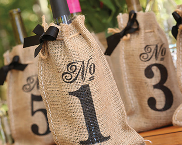 Printed Burlap Table Number Wine Bags (1-10) - Alternate Image 2 | My Wedding Favors