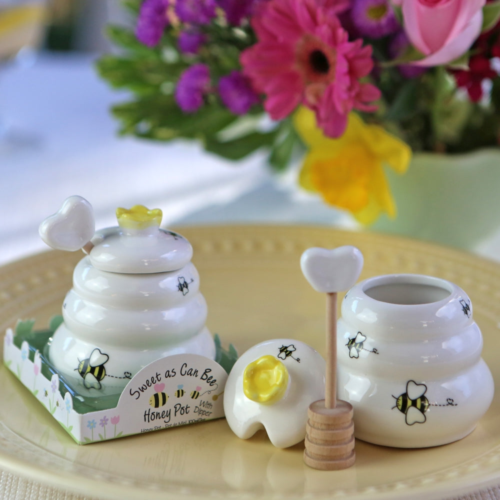 Sweet as Can Bee Honey Pot with Wooden Dipper - Small