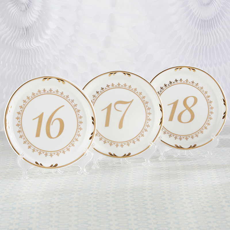 Tea Time Vintage Plate Table Numbers (13-18) - Main Image | My Wedding Favors
