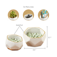 Thumbnail for Geometric Ceramic Planter - Small & Medium (Set of 2) - Alternate Image 3 | My Wedding Favors