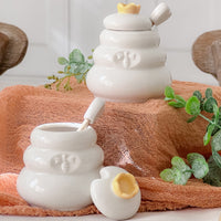 Thumbnail for Bee Hive Ceramic Mini Honey Jar & Dipper Set (Set of 2) - Main Image | My Wedding Favors