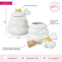 Thumbnail for Bee Hive Ceramic Mini Honey Jar & Dipper Set (Set of 2) - Alternate Image 6 | My Wedding Favors