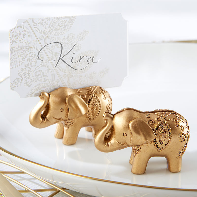 Gold Lucky Elephant Place Card Holder (Set of 6) - Main Image | My Wedding Favors