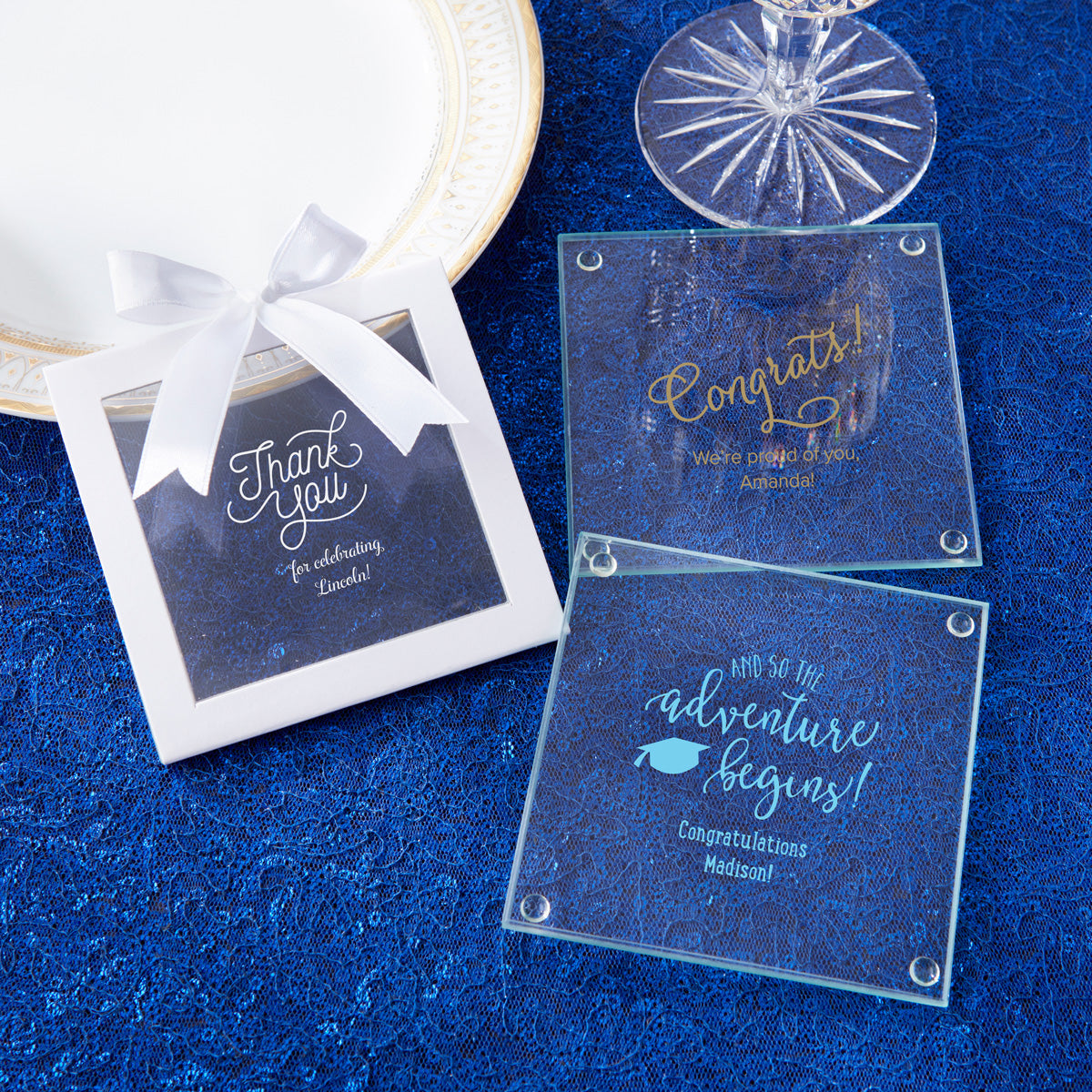 Personalized Glass Coaster (Set of 12) - Alternate Image 9 | My Wedding Favors