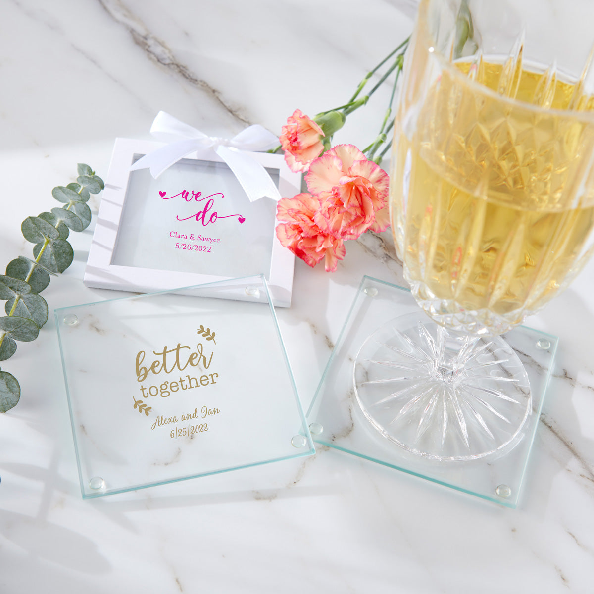 Personalized Glass Coaster (Set of 12) - Main Image | My Wedding Favors