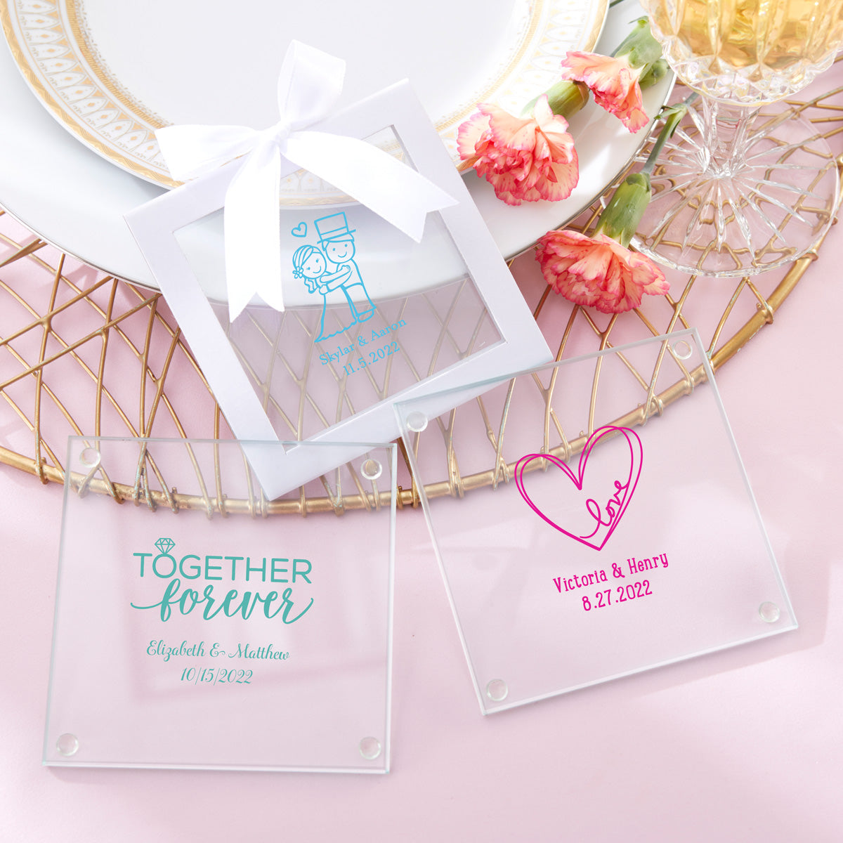 Personalized Glass Coaster (Set of 12) - Alternate Image 5 | My Wedding Favors