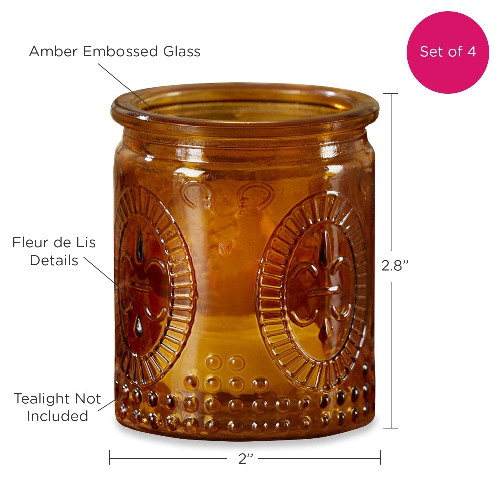 Vintage Amber Glass Tea Light Holder (Set of 4) - Alternate Image 9 | My Wedding Favors