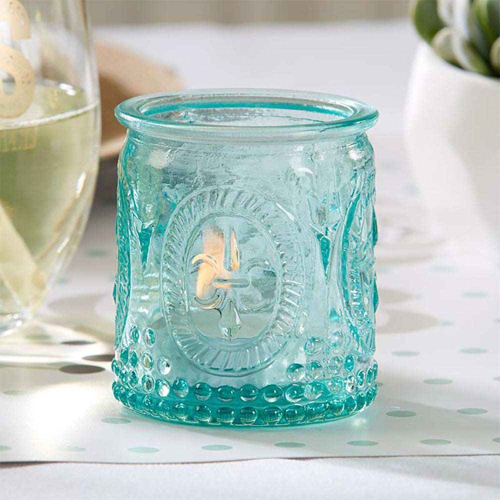 Vintage Blue Glass Tea Light Holder (Set of 8) - Main Image | My Wedding Favors