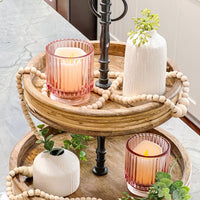 Thumbnail for Ribbed Pink Glass Votive Candle Holder (Set of 6) - Alternate Image 2 | My Wedding Favors