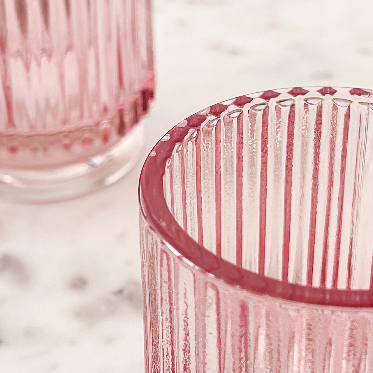 Ribbed Pink Glass Votive Candle Holder (Set of 6) - Alternate Image 4 | My Wedding Favors