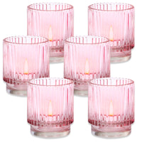 Thumbnail for Ribbed Pink Glass Votive Candle Holder (Set of 6) - Alternate Image 8 | My Wedding Favors