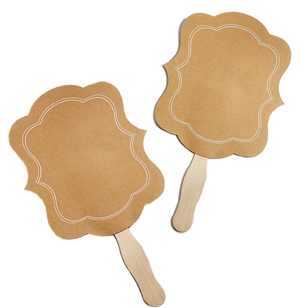 Kraft Hand Fan (Set of 20) (Personalization Available) - Main Image | My Wedding Favors