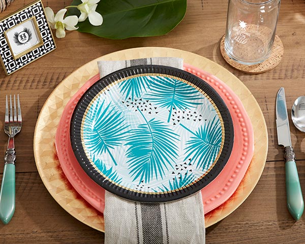 Tropical Chic 9 in. Premium Paper Plates (Set of 8) - Alternate Image 2 | My Wedding Favors