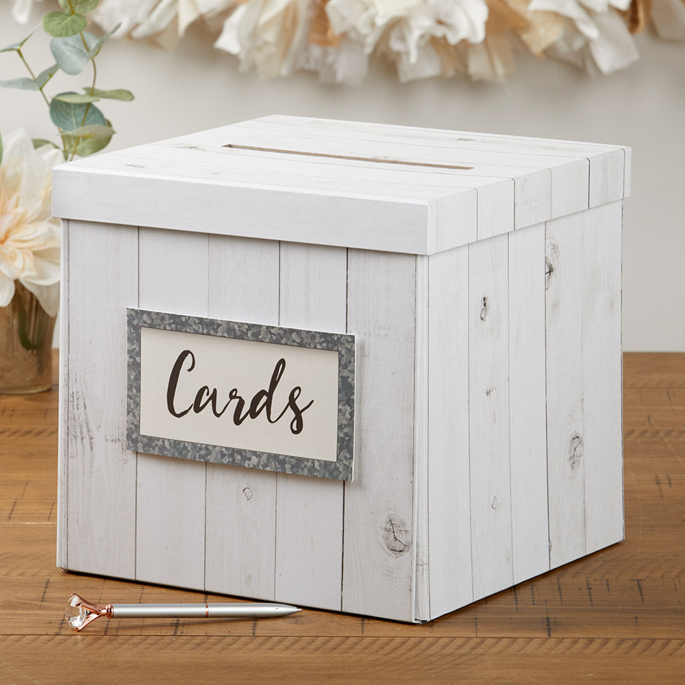 Rustic White Wood Card Box - Main Image | My Wedding Favors