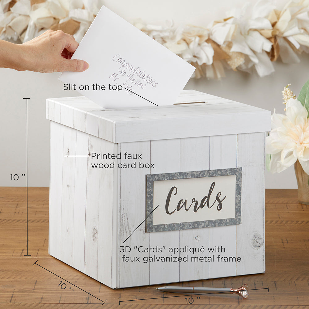 Rustic White Wood Card Box - Alternate Image 2 | My Wedding Favors