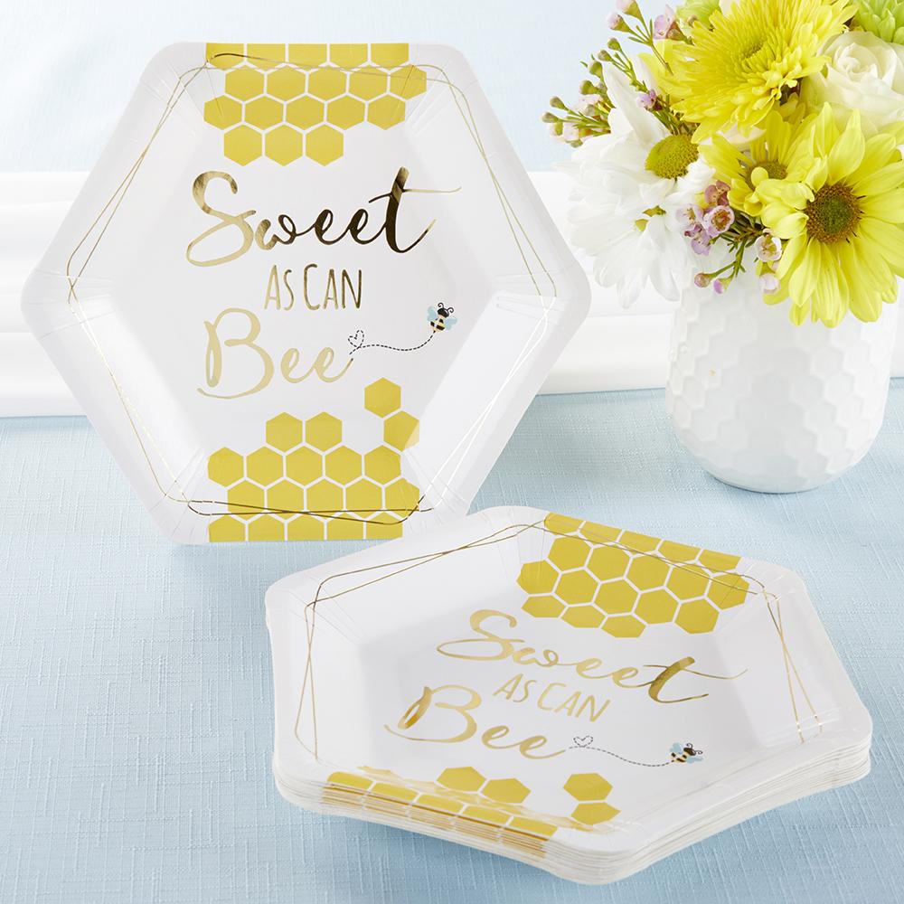 Sweet as Can Bee 7 in. Premium Paper Plates (Set of 16) - Main Image | My Wedding Favors
