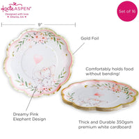 Thumbnail for Pink Elephant Baby Shower 9 in. Premium Paper Plates (Set of 16) - Alternate Image 6 | My Wedding Favors
