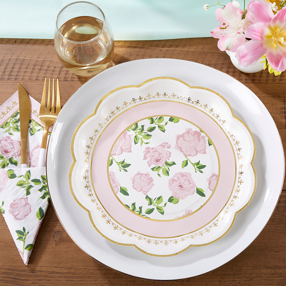 Pink Tea Time Whimsy 9 in. Premium Paper Plates (Set of 16) - Alternate Image 4 | My Wedding Favors