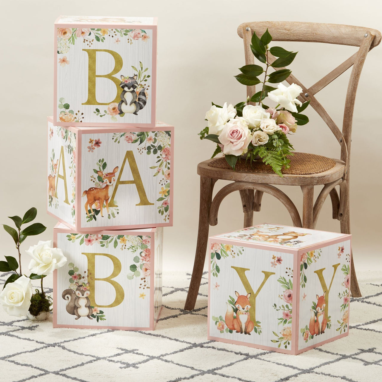 Pink Woodland Baby Block Box (Set of 4) - Alternate Image 3 | My Wedding Favors