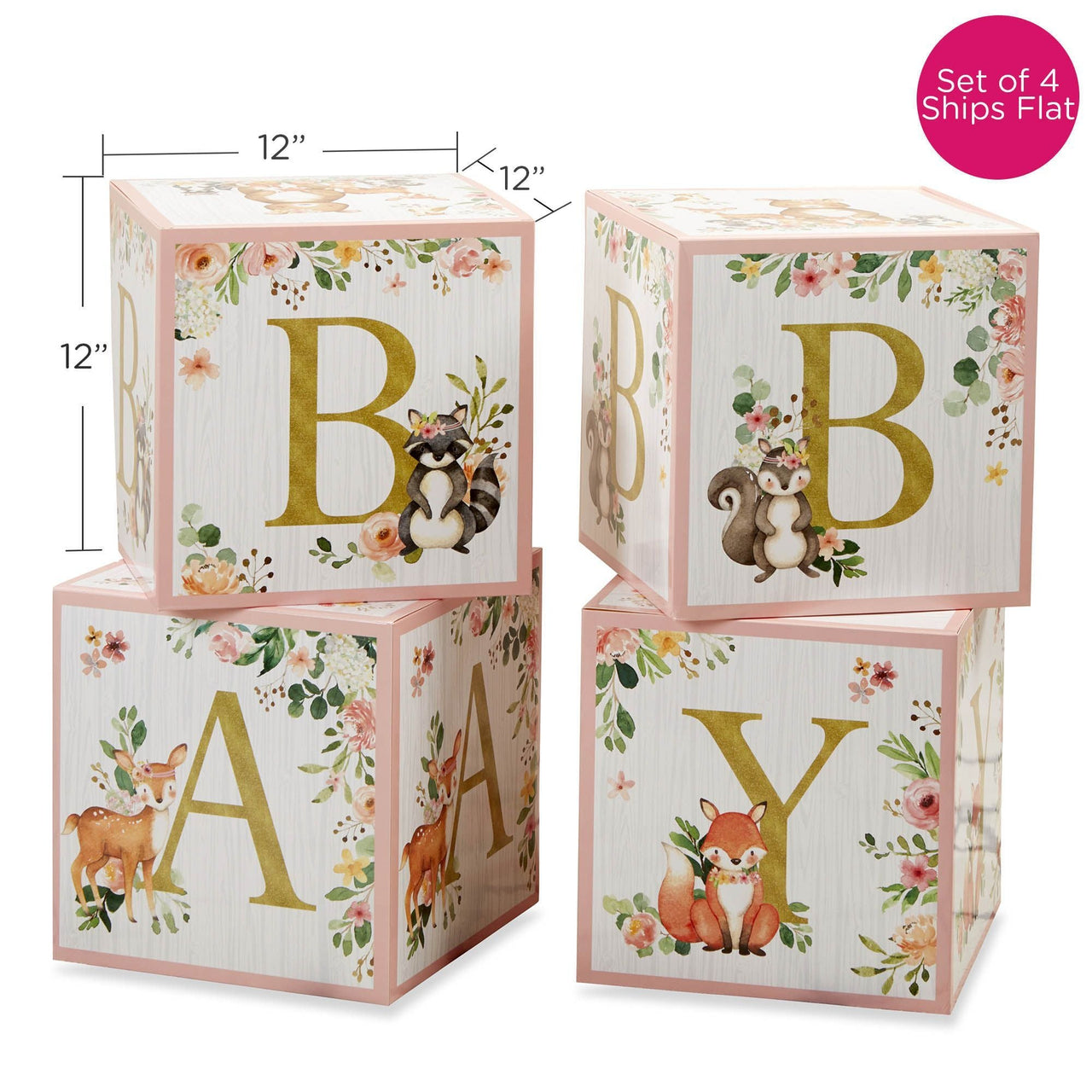 Pink Woodland Baby Block Box (Set of 4) - Alternate Image 6 | My Wedding Favors