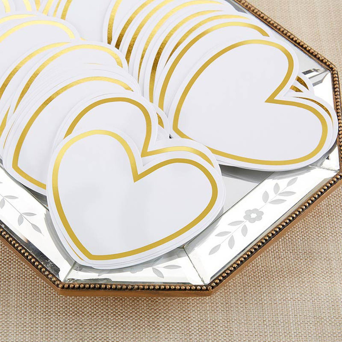 Lot Glass Hearts Large Gold Heart Shaped Gift Isolated White Stock