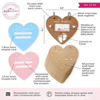 Thumbnail for Baby Shower Prediction Advice Card Keepsake Book - Kraft Heart Shape  Alternate Image 6 - My Wedding Favors
