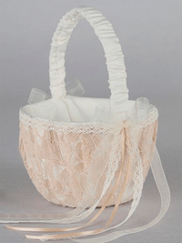 Thumbnail for Adelaide Lace Flower Girl Basket - Main Image | My Wedding Favors