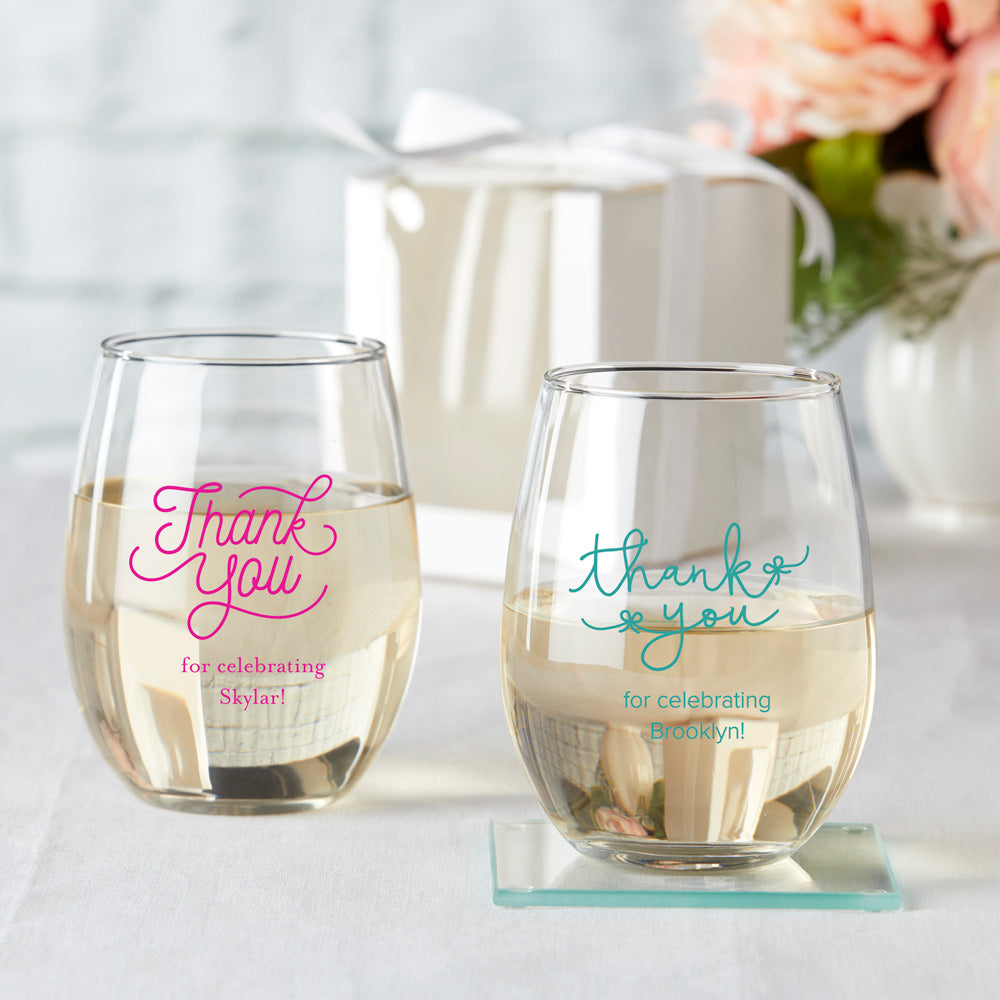 Personalized 15 oz. Stemless Wine Glass - Main Image | My Wedding Favors