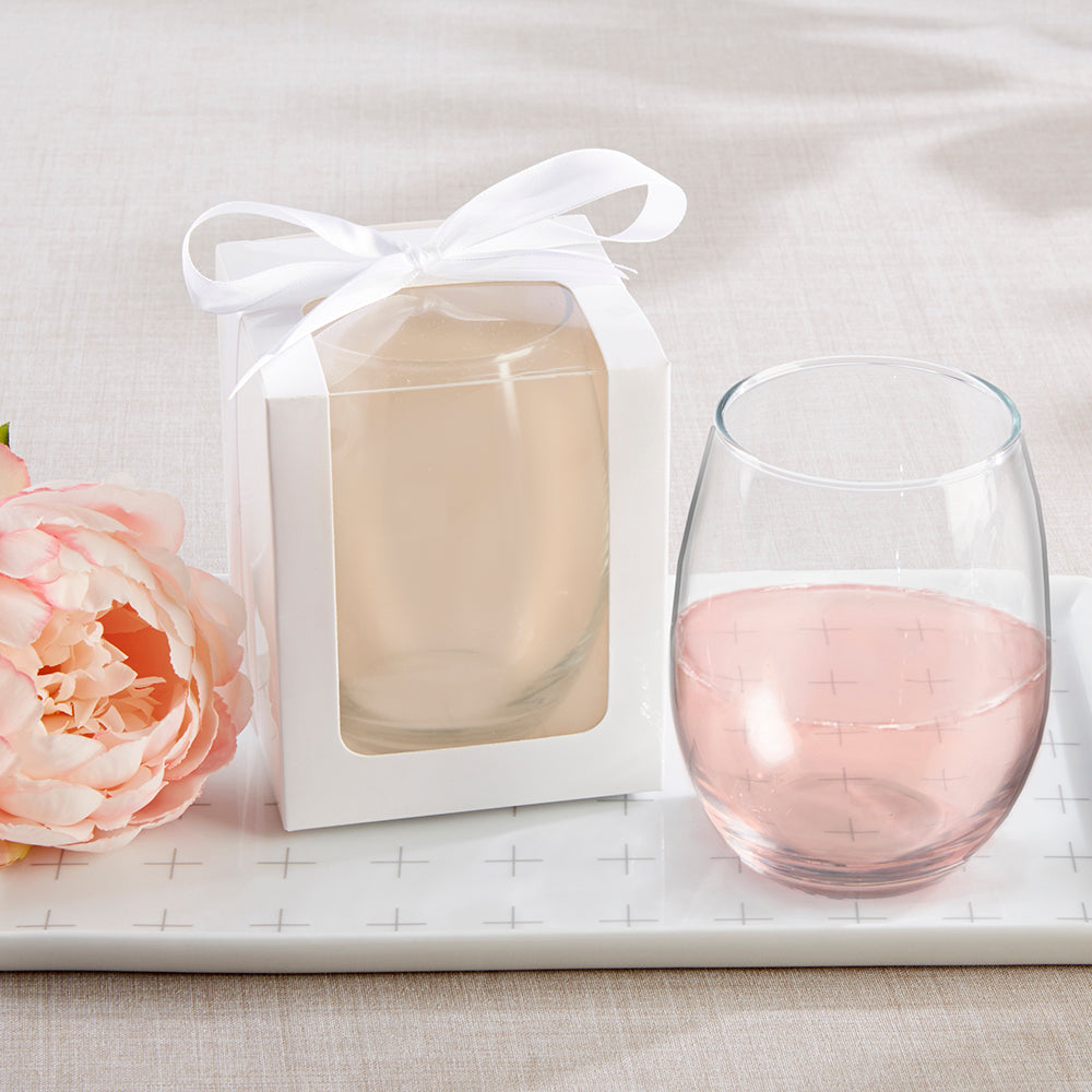 White 9 oz. Glassware Gift Box with Ribbon (Set of 20) - Main Image | My Wedding Favors