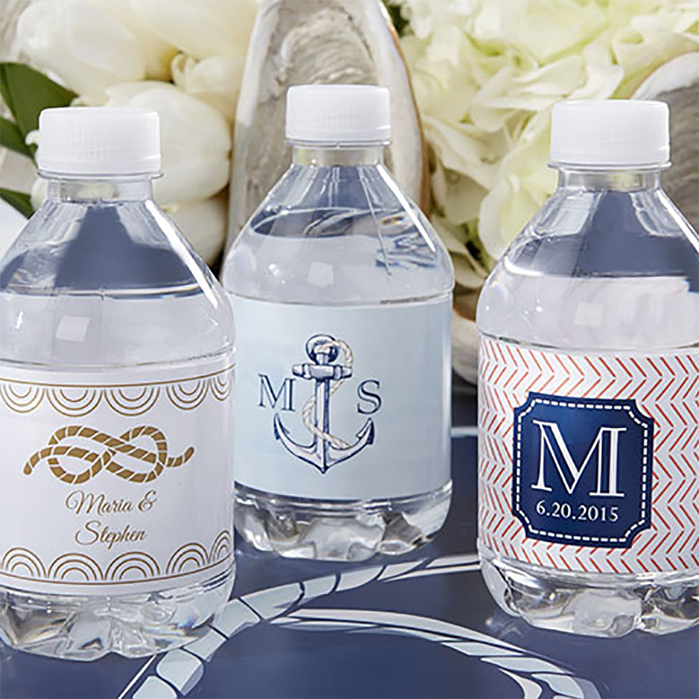 Personalized Nautical Wedding Water Bottle Labels - Main Image | My Wedding Favors