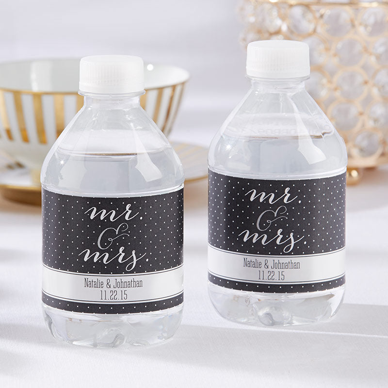 Personalized Mr. & Mrs. Water Bottle Labels - Main Image | My Wedding Favors