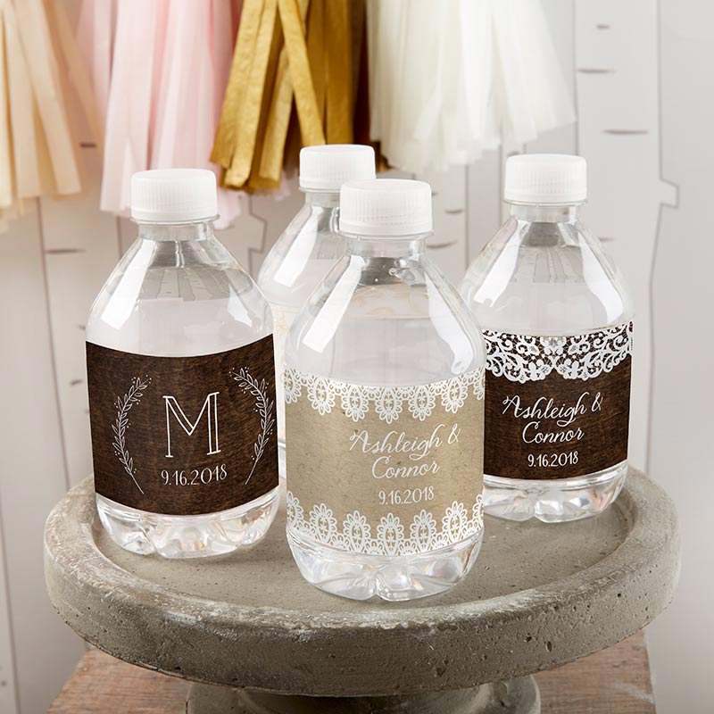 Personalized Rustic Charm Wedding Water Bottle Labels - Main Image | My Wedding Favors