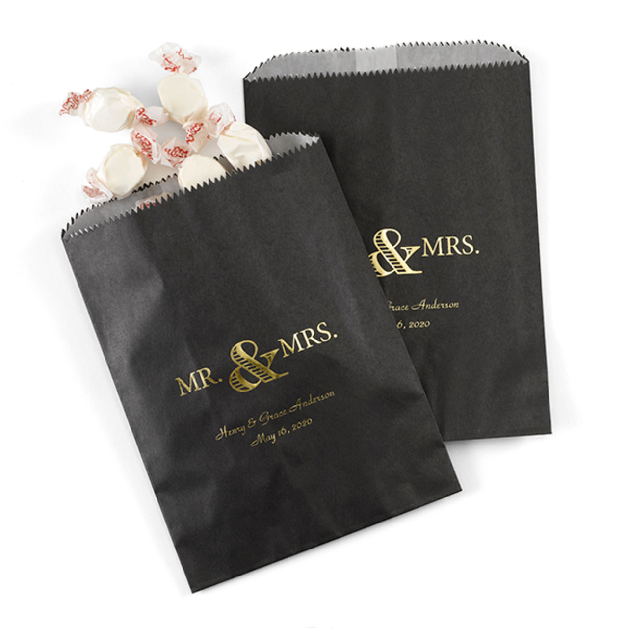 Personalized Mr. & Mrs. Treat Bags (Available in Multiple Colors) (Set of 50) - Alternate Image 2 | My Wedding Favors