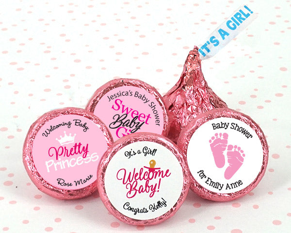 Personalized "It's A Girl" Plume Hershey's Kisses - Main Image | My Wedding Favors