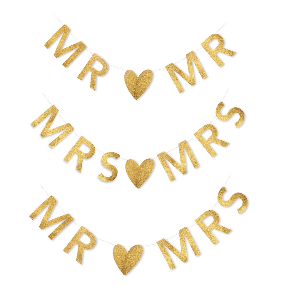 Customizable Gold Glitter Wedding Banner - Alternate Image 2 | My Wedding Favors