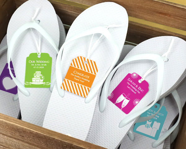 Wedding Flip Flops w/Personalized Tag (Black or White Available) - Main Image | My Wedding Favors