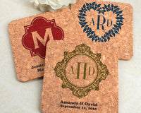 Thumbnail for Monogrammed Cork Coasters (Square & Circle) - Alternate Image 2 | My Wedding Favors