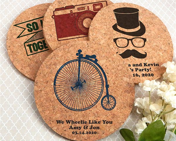 Personalized Round Cork Coasters - Main Image | My Wedding Favors
