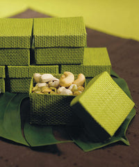 Thumbnail for Organic Green Two-Piece Woven Favor Boxes - Main Image | My Wedding Favors