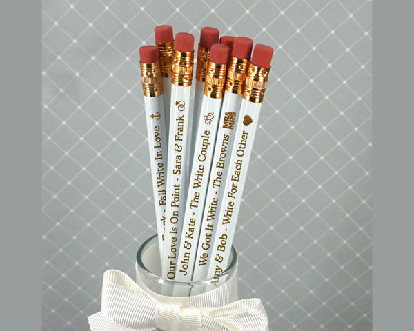 Personalized Pencils (Black, White, Silver or Gold) (Set of 12) - Main Image | My Wedding Favors