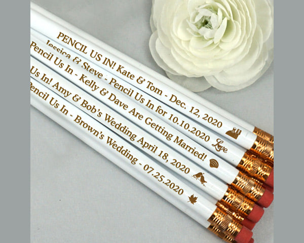Personalized Pencils (Black, White, Silver or Gold) (Set of 12) - Alternate Image 3 | My Wedding Favors