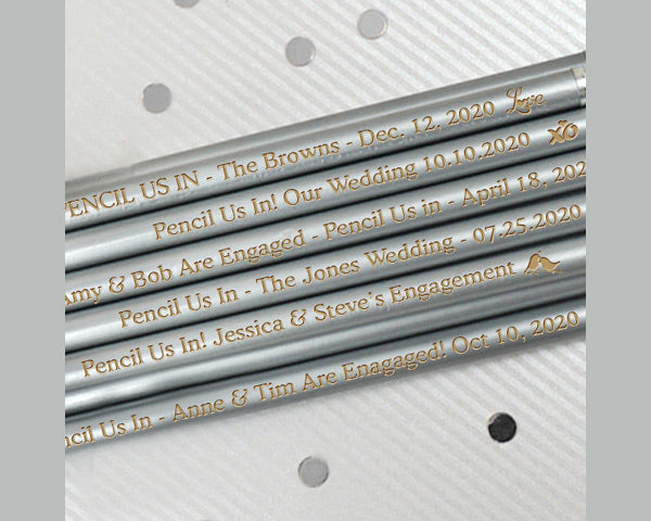 Personalized Pencils (Black, White, Silver or Gold) (Set of 12) - Alternate Image 5 | My Wedding Favors