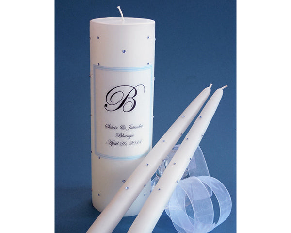 Blue Swarovski Crystal Wedding Unity Candles - Main Image | My Wedding Favors