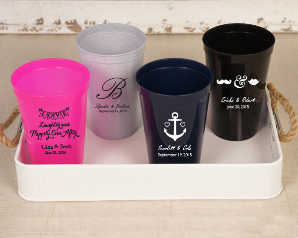 Personalized Plastic Cups (Many Designs Available) - Main Image | My Wedding Favors